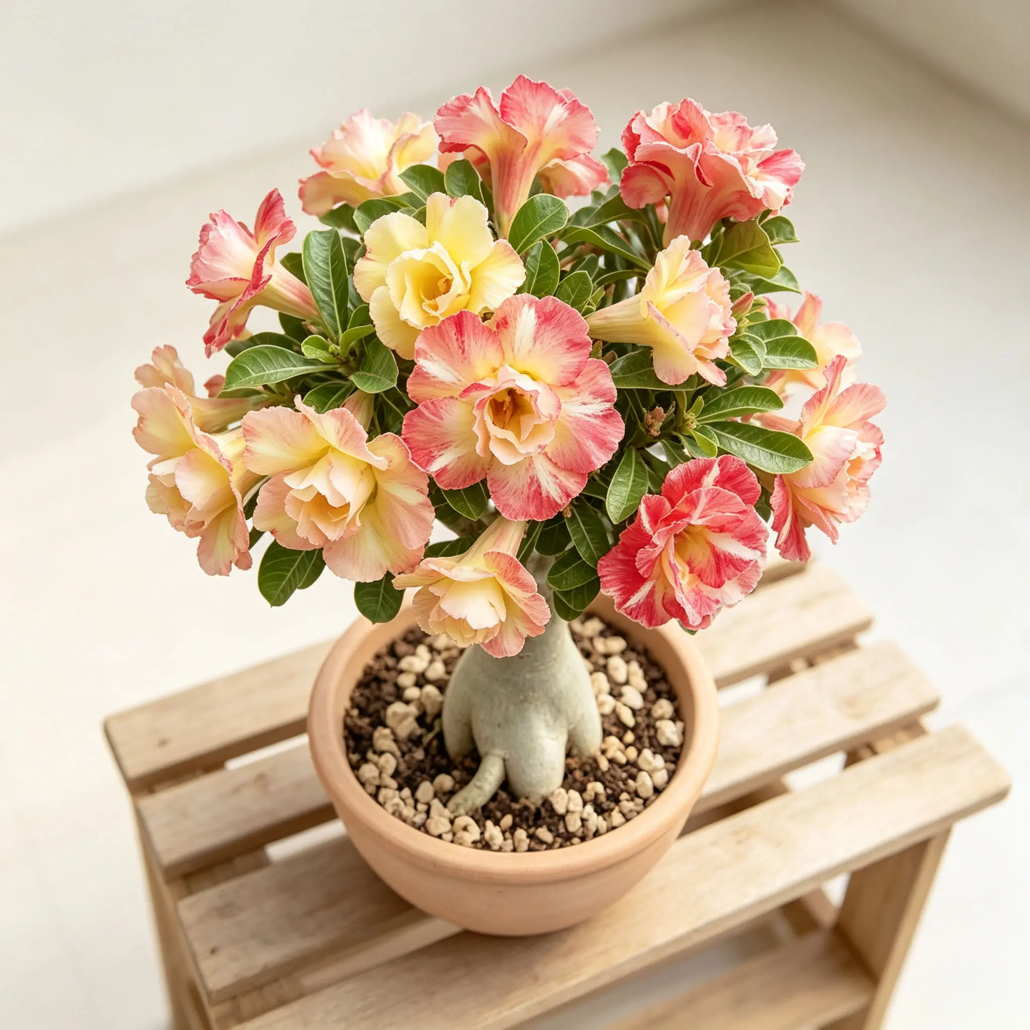 Adenium Obesum Caudex – Potted Desert Rose Bonsai, Indoor Succulent Plant