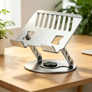 Desktop Ergonomic Laptop Elevator 360° Rotatable Foldable Carbon Steel Holder Lightweight Travel Friendly for Office Study & Outdoor Use