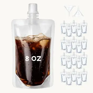 20 Pcs Reusable BPA-Free Food-Grade Plastic Flasks, 8 Oz Collapsible Portable Drink Pouches with Funnels, Hot & Freezer Safe Liquid Containers for Concerts & Festivals