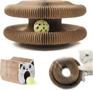 Magic Organ Cat Scratching Board & Interactive Toy Set - Durable Cardboard Scratcher with Scratching Ball for Indoor Cats - Mental & Physical Exercise for Kittens & Adult Cats