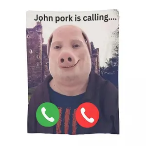 Soft Funny Throw Blanket John Pork Is Calling Blankets Warm Flannel Cover For Bed Living Room Picnic Travel Home Couch