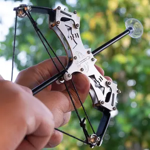 Compact Unisex Bow Mini Compound Bow & Arrow Set, Pulley System Practice Tool, 1 Stainless Steel Indoor Targeting Archery Leisure Kit, Creative Indoor Recreation Supplies (Compact Form, Unisex Use)