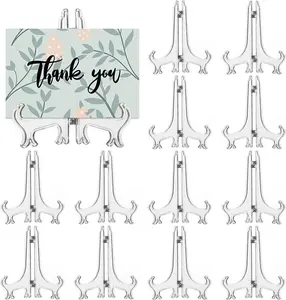 12 Pack 4 Inch Clear Plastic Easels or Stand/Plate Holders to Display Pictures or Other Items at Weddings, Plate Stands for Home Decoration, Birthdays, Tables LonlyEagle