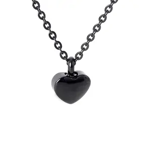 Stainless Steel Heart-shaped Memorial Ash Holder Cremation Necklace Jewelry