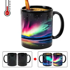 Arctic Aurora Color Changing Coffee Mug, Durable Ceramic Cup for Hot & Cold Drinks, Creative Gift Idea for Valentine's Day, 11oz