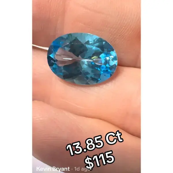 13.85ctw Natural London Blue Oval Topaz Size 18.07 x 12.55 x 8.23mm