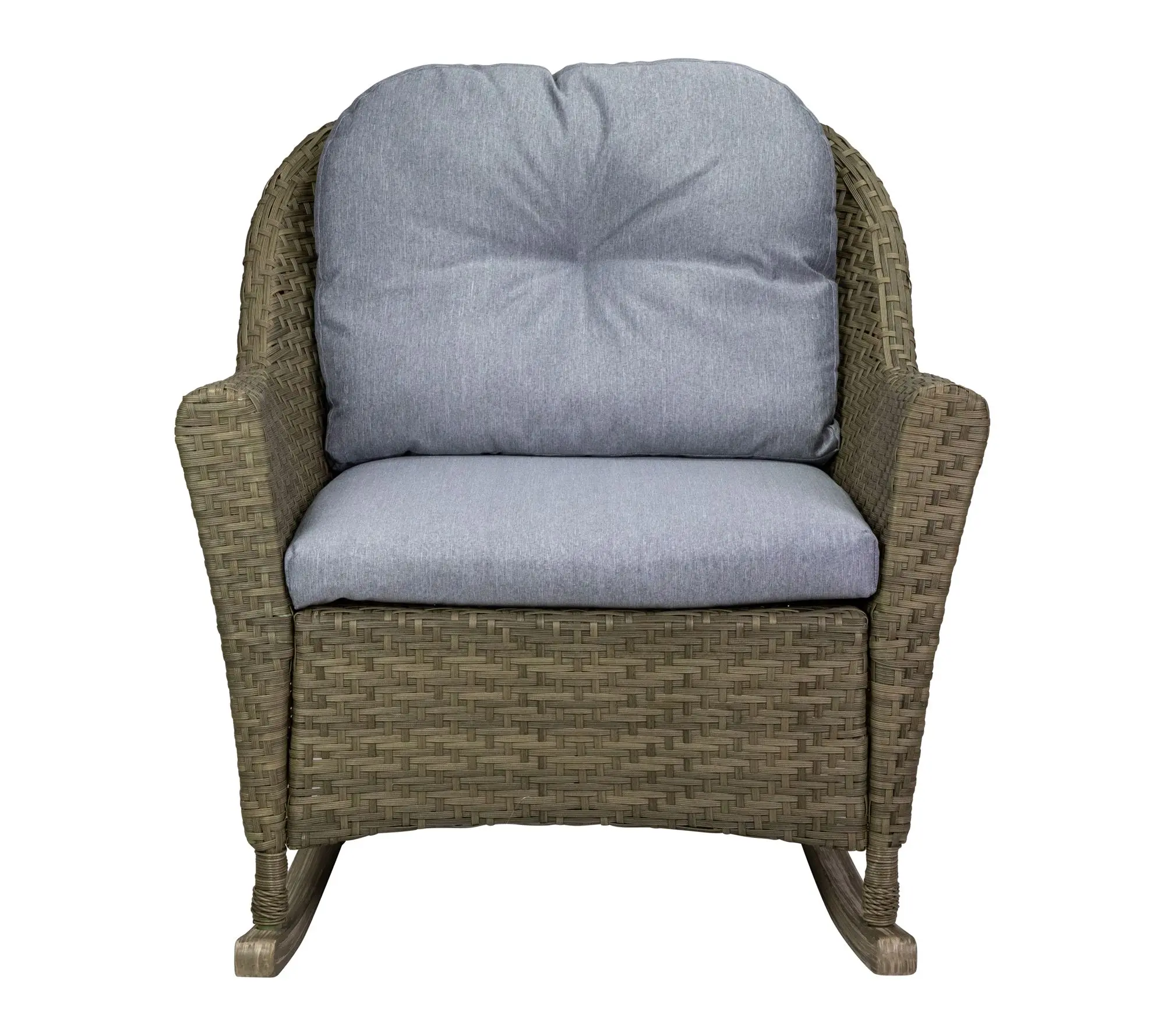 Northlight 34" Gray Resin Wicker Rocker Chair w/ Cushions