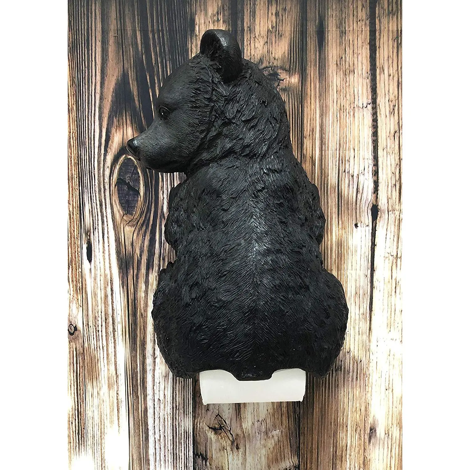 Ebros Large Stinky Stool Pooping Black Bear Toilet Paper Holder Figurine 13.5"Tall Powder Room Bathroom Wall Decor Plaque For Rustic Cabin Hunting Lodge Animal Bears Sculpture