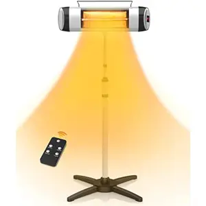Ecotronic Patio Heater, Electric Infrared Heater with Remote Control,Tip-Over Protection and 24-hour timer for Indoor/Outdoor Balcony, Backyard, Garage Use, Free Standing or Wall Mounted, NX-1500R