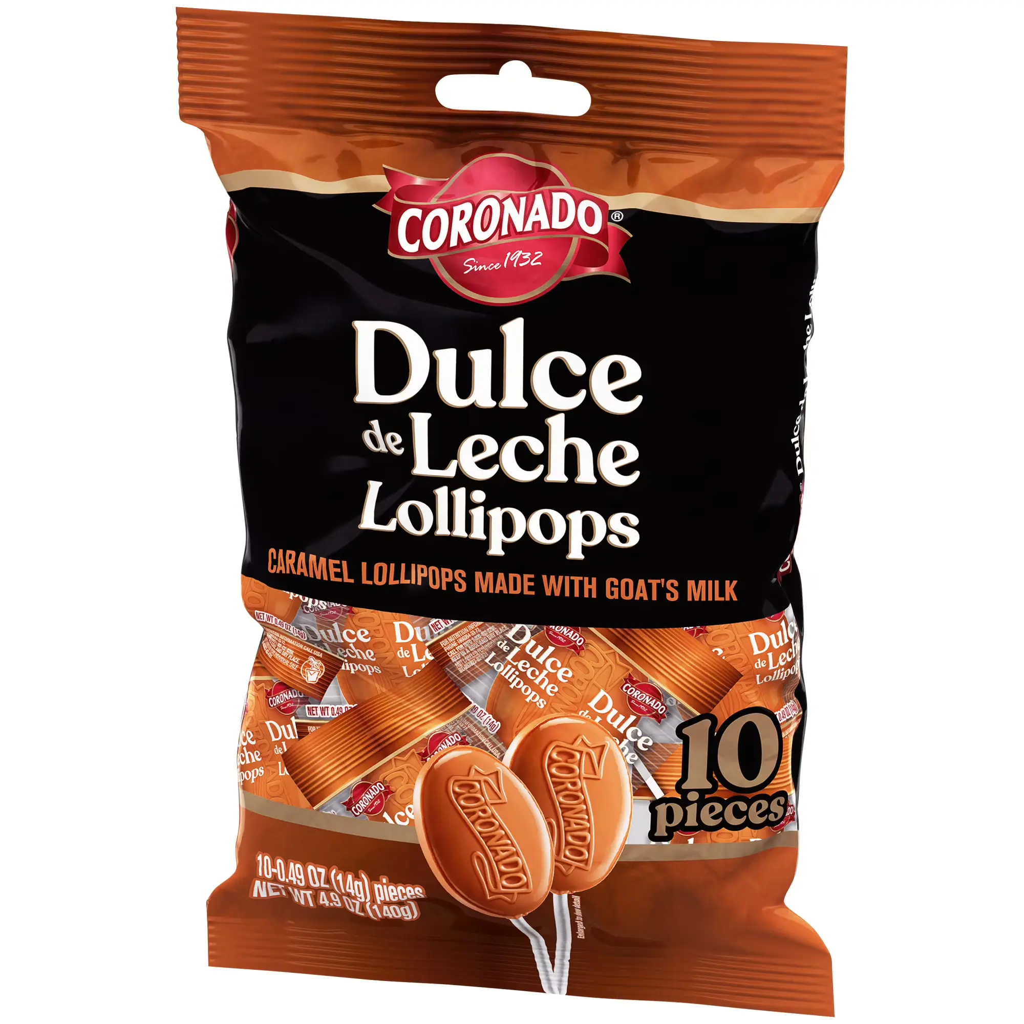Coronado Dulce de Leche Lollipops (10 Pieces) - Caramel Lollipops made with Goat's Milk - Mexican Candy Paleta
