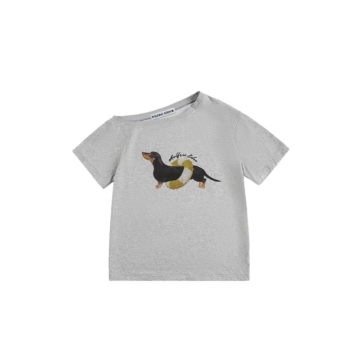 Aelfric Eden Dachshund Off-The-Shoulder Tee Mens Oversized Graphic Tees Cute Dog Casual Women Tshirts Short Sleeve Top Cotton Cute Tee Shirt,summerwins,summeroutfits,vacationoutfits,beachoutfits