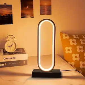 Modern Bedside Table Lamp with USB Port, Dimmable LED Lighting with 3 Color Modes, Geometric Accent Lamp for Bedroom, Living Room, Dorm Room, Office Desk & Home Decor, Stable Anti-Slip Base, 3000K-6000K