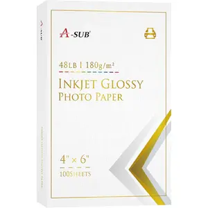 Glossy Photo Paper 4x6 inch, 100 Sheets Instant Dry Inkjet Photo Printer Paper 48lb 180gsm Picture Paper for DIY Chip Bag, Cards, Calenders