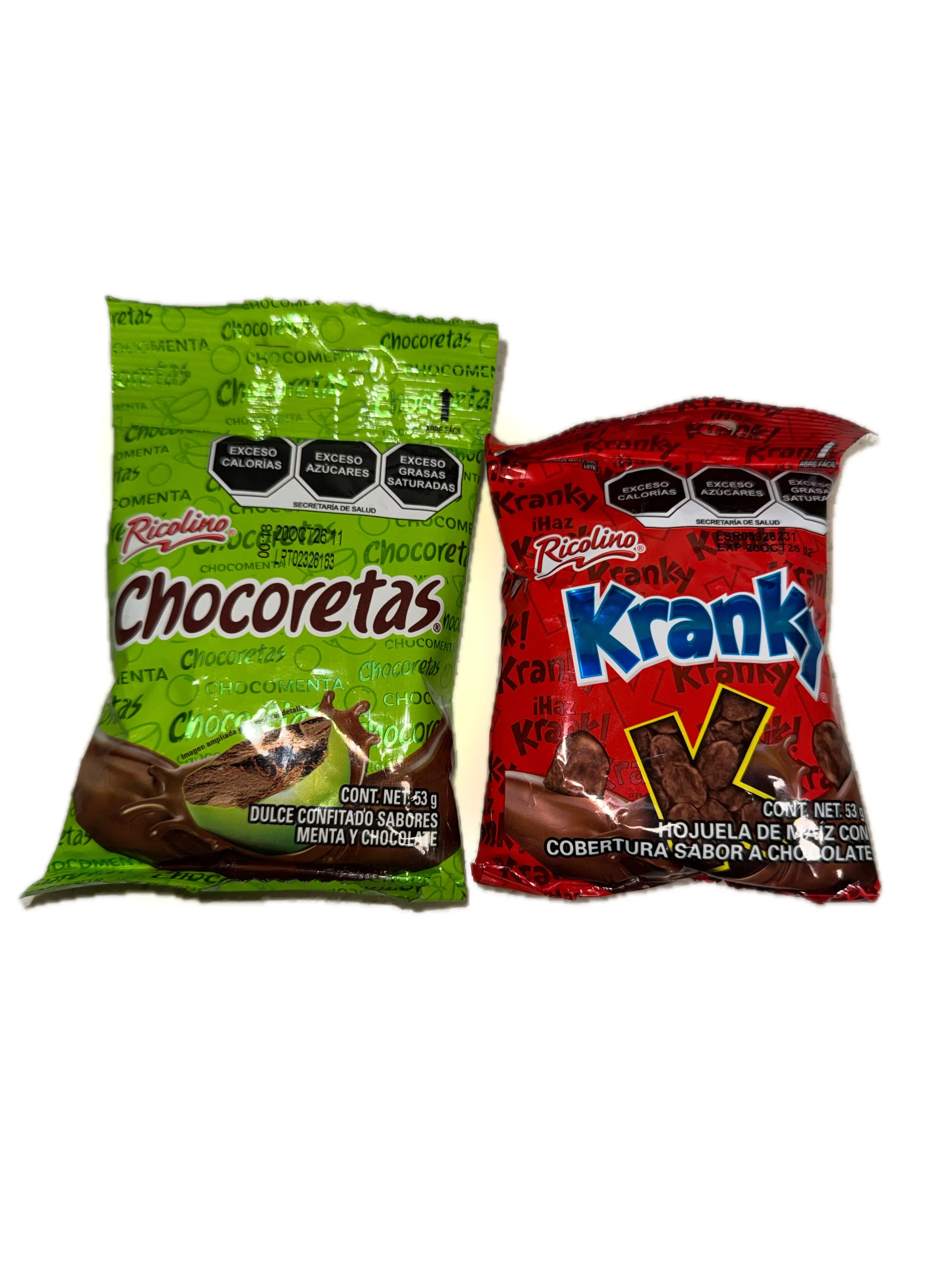 Chocoretas y Kranky de Ricolino 53 g (Escoje Sabor) | Ricolino Kranky & Chocoretas Mexican Chocolate Candy 53 g – Choose Flavor