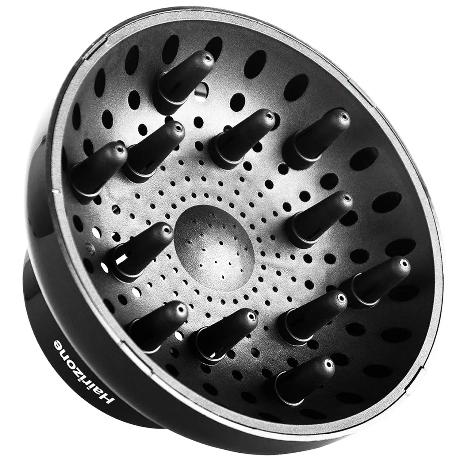 Hairizone Universal Hair Dryer Diffuser, 1.7-Inch to 2.6-Inch D Adaptable, Shiny Black for Curly or Wavy Hair