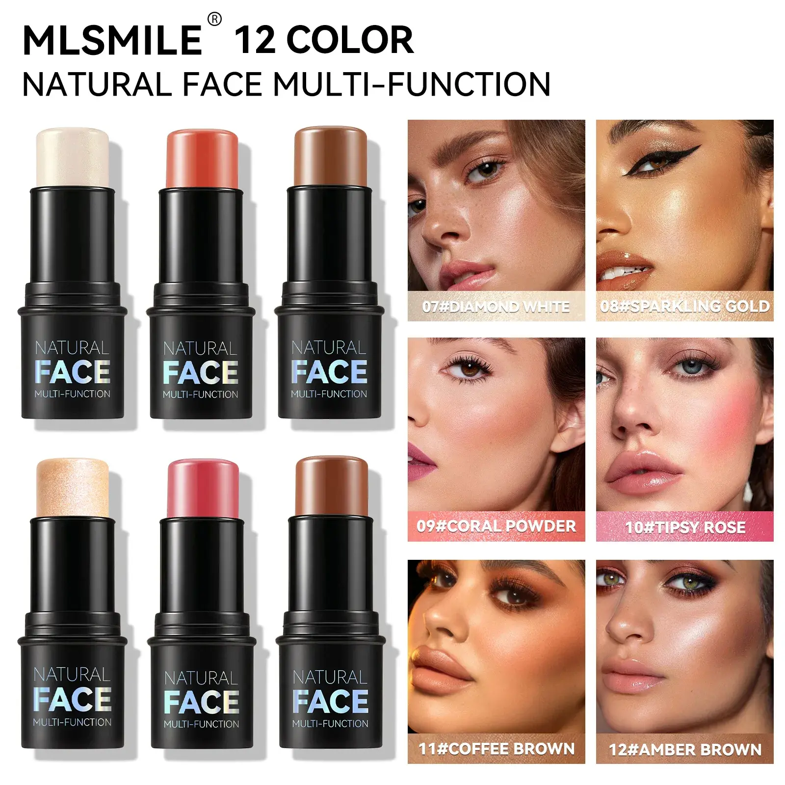 Waterproof Contour Stick Trio – Multi-Use Highlight, Concealer & Contour for Natural Definition
