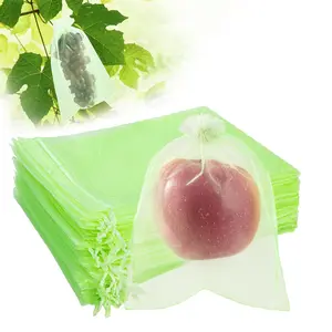 50PCS Fruit Protection Bags with Drawstring, 6x8 Inch Green Organza Produce Bags for Fruit Trees, Mesh Netting for Garden Protection