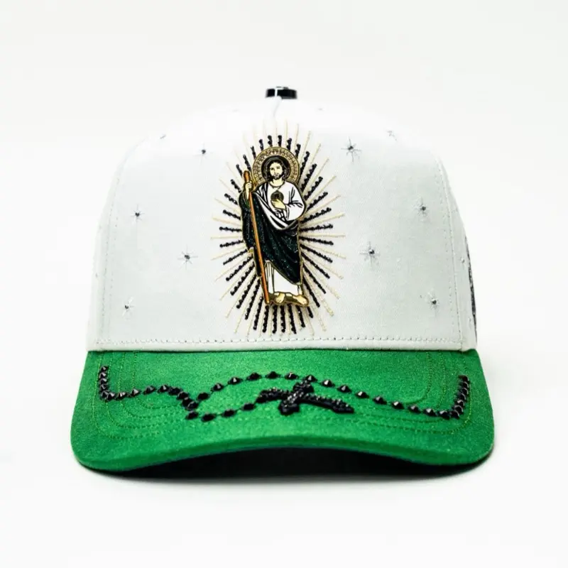 Hat San Judas White Rosario Crystals