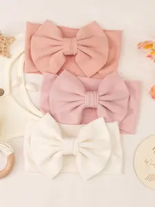 Oversized Bow Headbands for Infants, Buttery Soft & Lightweight for Everyday Use, Gentle Stretch Ribbed Headwrap for Newborn Photography Props, Elastic Bow Headbands