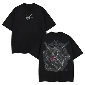"Rayquaza" Vintage Unisex Oversize Anime Manga Acid Washed Heavyweight Cotton T-shirt, graphic tee,anime lover , outfits men Clothes Menswear