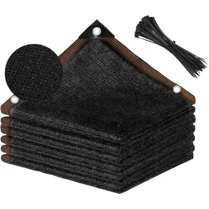 Shade Cloth with Grommets 10x10ft, 70% Sunblock Mesh Tarp & Outdoor Sun Shade for Garden Patio, Sun Shade Outdoor Cover,  Covers Freeze Protection for Greenhouse, Kennel, Lawn Black