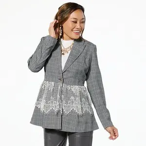 C. Wonder Runway Glen Plaid Lace 2-Tone Jacket