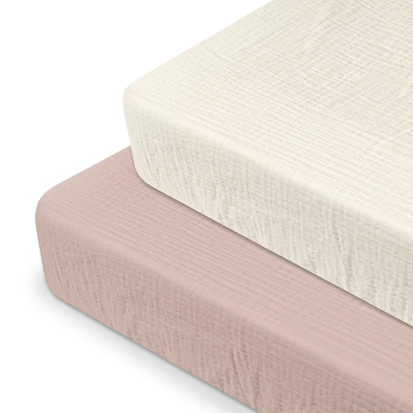 Muslin Mini Crib Sheets, 2 Pack for Baby Boy and Girl, Soft Breathable Stretchy Baby Pack N Play Mattress and Mini Cribs Sheet, Universal Fitted Portable/Mini Crib Mattresses, Multipurpose Comfy Bedding, Elastic Crib Sheets, Bedding Supplies