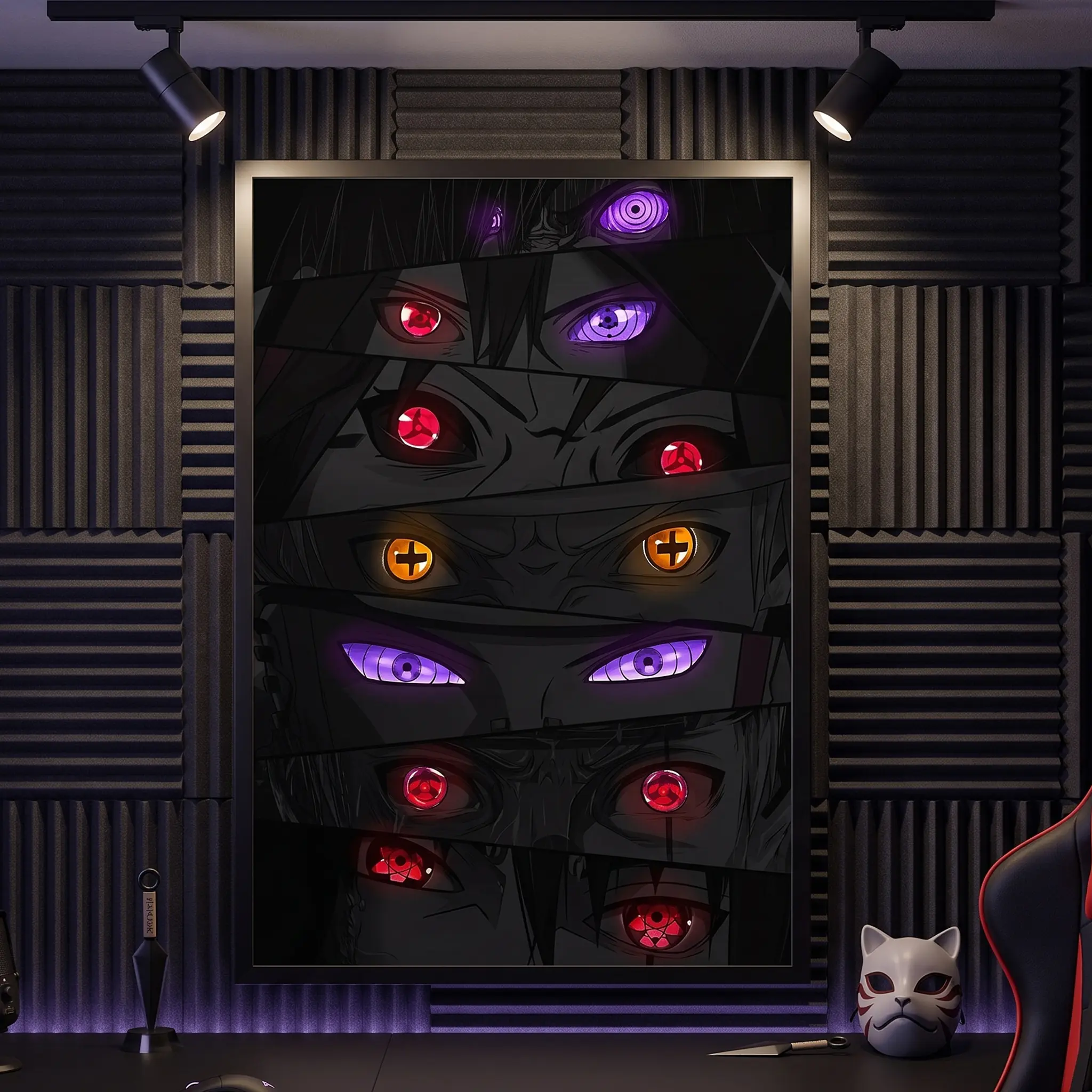 Naruto Iconic Anime Eyes Canvas Poster - Vibrant Detailed Sharingan-Rinnegan Wall Decor, Premium Canvas Print for Bedroom/Office Home Supplies, Unframeed