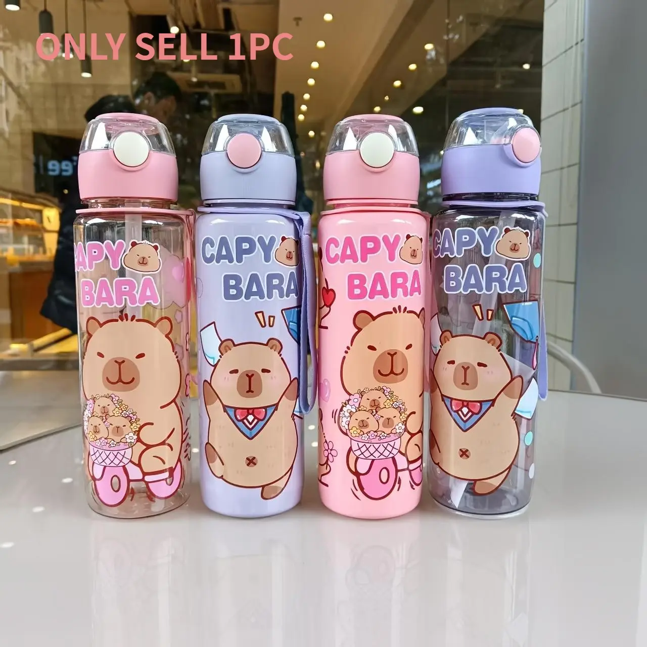 700ML Capybara Theme Cute Leakproof Water Bottle with Handle, Leak-Proof Design with Straw, Ideal for School and Camping, Great Graduation Birthday Gift, Leak Proof Water Bottles