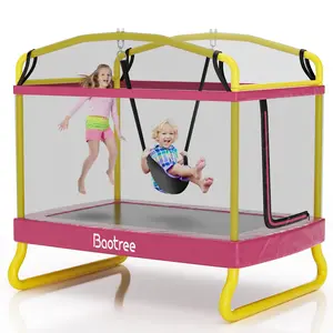 6.5FT Rectangle Trampoline for Kids, 78”ASTM Approved Recreational Trampolines with Swing, Small Toddler Trampoline with Safety Enclosure Net, Outdoor and Backyard