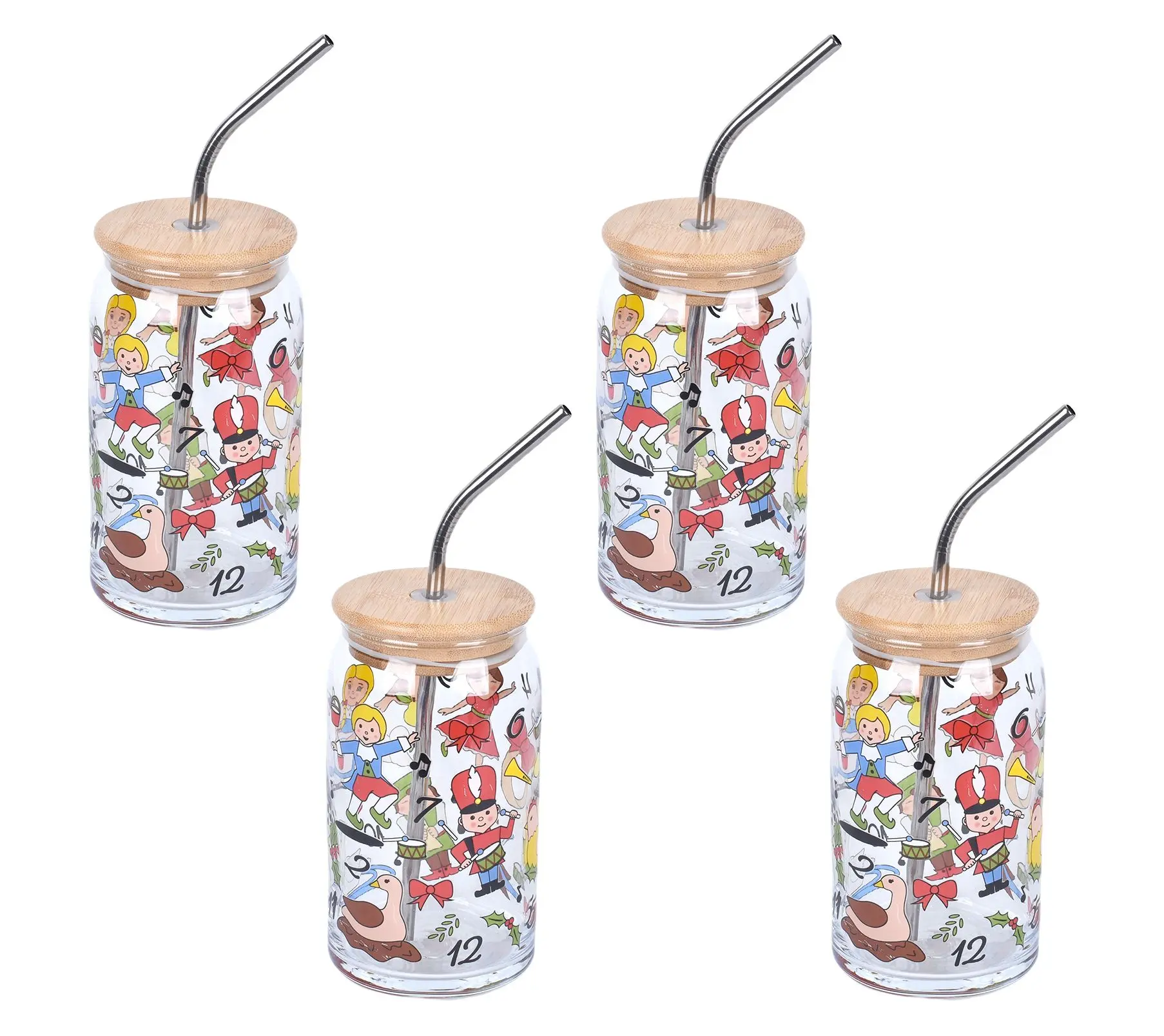 Temp-tations Seasonal 16-oz Glasses w/Wood Lids and Straws
