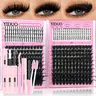 【Black Friday】4 Styles DIY Lash Cluster Kit, 420Pcs D Curl Individual Eyelash Clusters, 200D/300D Volume, Spiky and Bottom Lash Styles, 5-20mm Mixed Lengths, DIY Lash Extension Kit with Bond & Seal, Tweezers and Remover, Ideal for Home Use