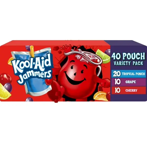 Kool-Aid Jammers Juice Pouches Variety Pack (40-Pack) | Fun Fruity Drinks for Kids