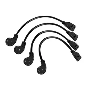 4pcs Flat Plug Extension Cord 1 Ft, 90 Degree Plug Adapter, 3 Prong Grounded Wire Short Flat Wall Power Cable Black ETL Listed (4-Pack, 13 Amp, 125 Volts, 1625 Watts)