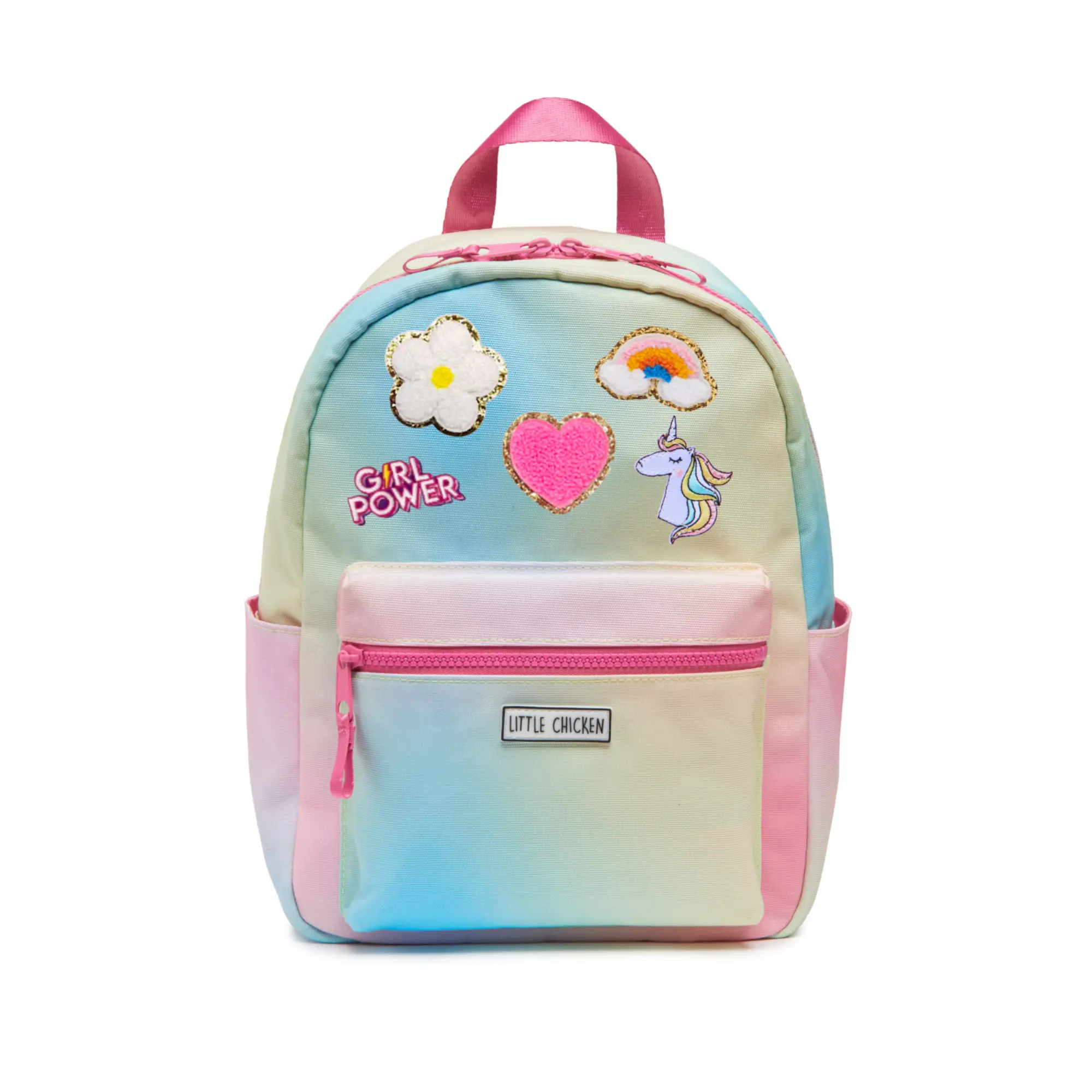 Little Chicken Toddler Preschool Girls Rainbow Patched Backpack