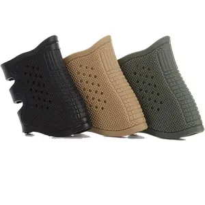 Rubber Grips Glove Sleeve Slip-On Ventilated Grip Grips for Glock and Oher Pistol 3 Pcs Black Khaki and Green…