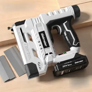 20V/4V Cordless 2-in-1 Nail Gun, No Compressor, No Cord, Lightweight Design, for Carpentry And Upholstery, with LED Work Light, Safety Striker Guard, Adjustable Depth Design, Includes Battery&Charger Portable Power Tools Heavy Duty Hardware Industrial