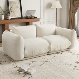 Garvee Chenille Fabric Modular 2-Seater Love Seat Sofa with High Resilience Sponge, Plush 77" Comfort, Thick Cushions, Mid-Century Design, Ideal for Small Spaces in Apartments, Offices, or Living Rooms, Available in Beige and Green