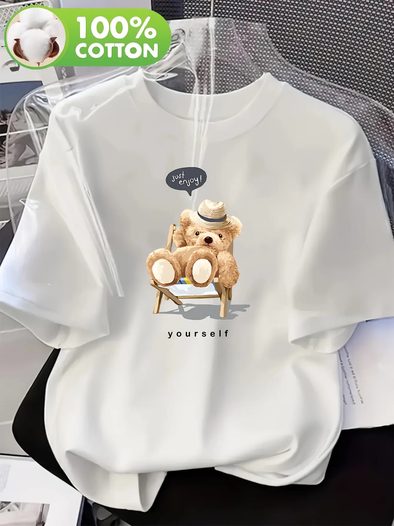 Women's  Unisex Oversized Teddy Bear Swing T-Shirt