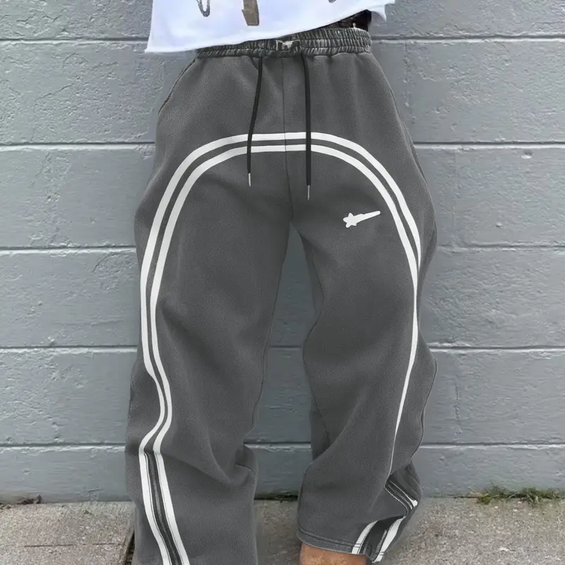 Men's Striped Print Sweatpants, Regular Fit Casual Comfy Sporty Street Comfy Pants for Daily Wear, Men's Athletic Casual Trousers with Athleisure Design for All Seasons, Street Style Sweatpants