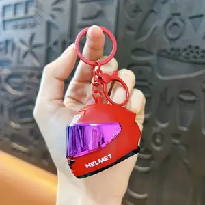 Trendy Colorful Helmet Keychain, Cool Bag Charm, 3D Motorcycle Helmet Pendant, Gift Idea, Car Key Ring, Bag Accessory, Decorative Model, Keychain Charms