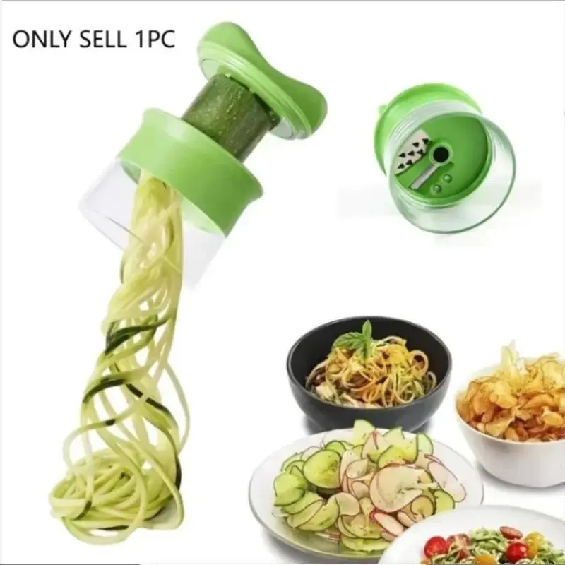 1pc Multifunctional Spiral Vegetable Slicer - Handheld Fruit And Vegetable Spiralizer, Suitable for Carrot, Cucumber, Zucchini Noodle Maker, Kitchen Salad Tool, Quick Production of Low-Carb Vegetable Noodles, Small Kitchen Gadget