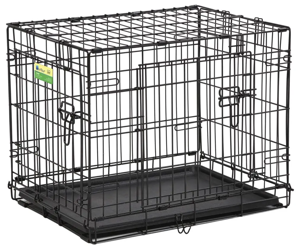 212 MAIN Portable 24 in. Pet Expert Double-Door Dog Crate Box, Easy Access Entry, Locking Door Design, Double-Door Crate