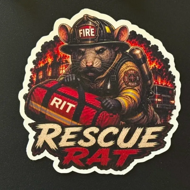 Premium vinyl, waterproof sticker - Rescue Rat (Helmets, Laptops, Water Bottles, Cars, Etc