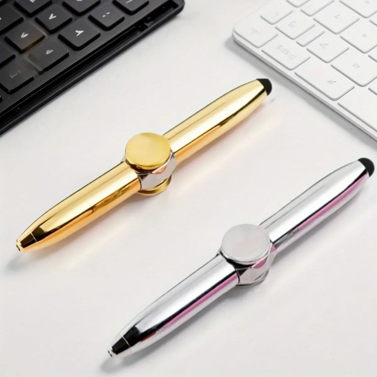 Metal Fidget Spinner Pen, LED Light Fidget Spinner Pen, Writing Pen, Stress Relief Anxiety Pen, Gift for Friends, Unique Pens, Office Stationery & Supplies