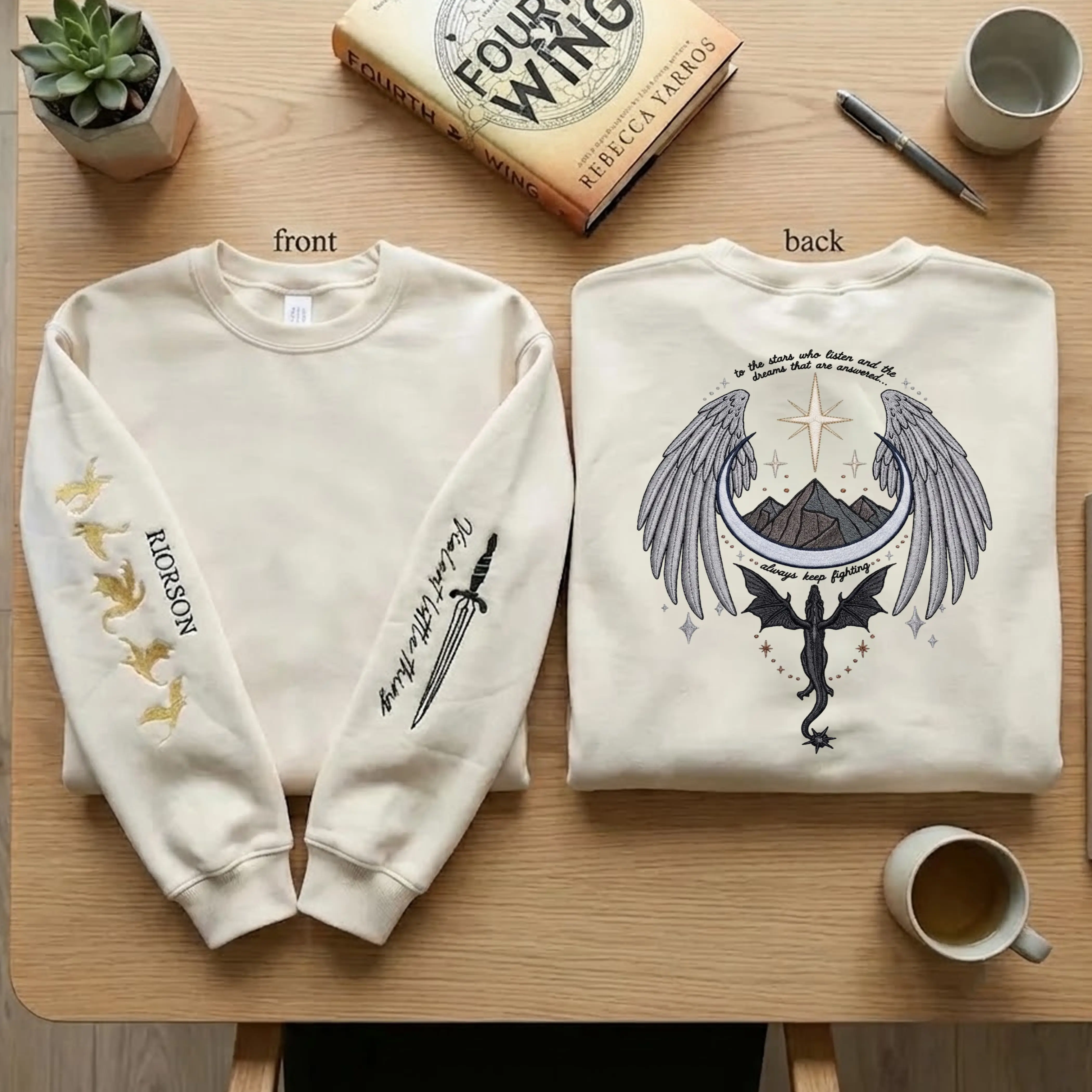 Fourth Wing Dragon Rider Sweatshirt – Basgiath War College Embroidered Hoodie for Fantasy Fans