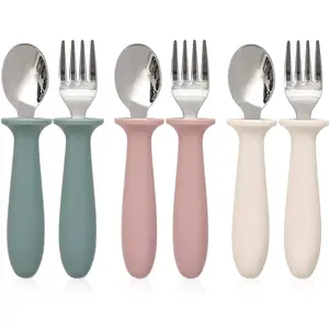 6 count  Utensils,  Silverware Set with  Handle,  Safe Spoons and Forks, 18/8 Stainless Steel, -grade  - Dishwasher Safe
