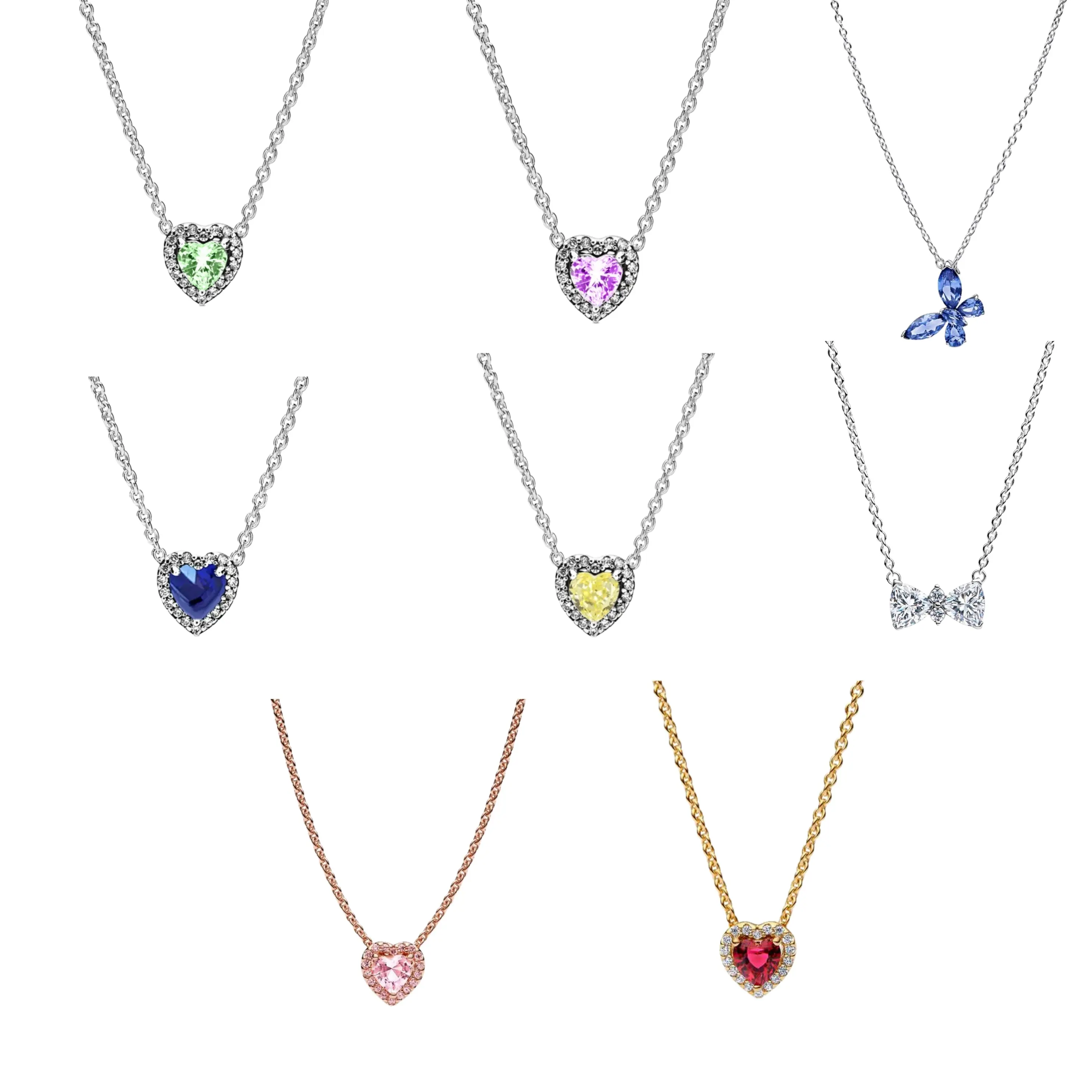 925 Sterling Silver Heart/Butterfly/Ribbon Necklaces