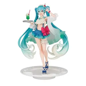 New Hatsune Miku 15cm Soda Cream Dress Action Figurine, Fashion Vinyl PVC Model Toy, Desktop Decoration, Kids' Gift