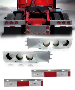 TORQUE Mud Flap Hanger for Semi Trucks 2-1/2" Bolt Spacing 30" Chrome, 4" Light Cutouts, Lights NOT Included, Spring Loaded, Straight, Right Left Included, w/Reflectors (TRMFH308 + TRMFHREFS24)